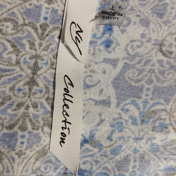 NY Colllection EUC Women's Long Sleeve Blouse, Size Large, Blue & White Pattern - Picture 3 of 9